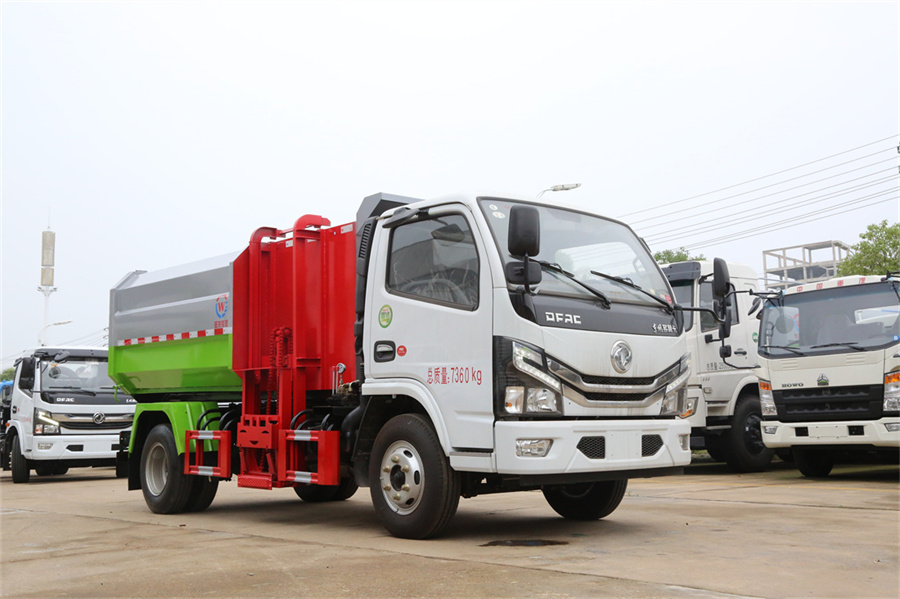 8方掛桶垃圾車-東風8方藍牌側裝掛桶自裝式垃圾車廠家